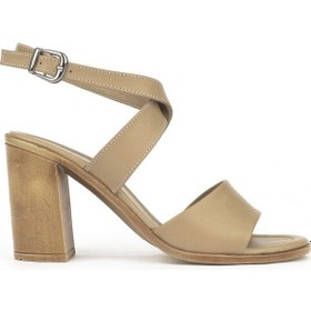 Resim Ziya, Kadın Hakiki Deri Topuklu Sandalet 1411020z1708 Bej 1411020z1708 340 Bej 