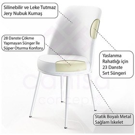 Resim Canisa Concept Nil Serisi 70x110 Sabit Mutfak Masası Takımı Beyaz Mermer Desen Masa 4 Siyah Sandalye Masa Beyaz/sandalyeler Siyah 