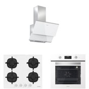 Resim Silverline Beyaz Cam Ankastre Set (3490 Oslo 60 Beyaz+cs5427w01+bo6502w02) 