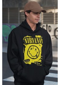 Resim Sevbano Tasarım Nirvana Rock Metal Müzik Grubu Baskılı Unisex Oversize Ho Siyah 