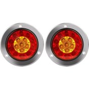 Resim 2pcs Kırmızı/amber 16 LED 4 Inç Turlu Kamyon Römorku Fren Durma Dönüş Sinyali Kuyruk Işıkları Su Geçirmez 12-24V (Yurt Dışından) 