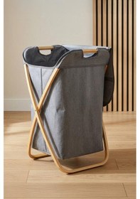 Resim Digithome Bambu Çapraz Ayaklı Banyo Kirli Çamaşır Sepeti Banyo Düzenleyici Sepet Kahverengi 