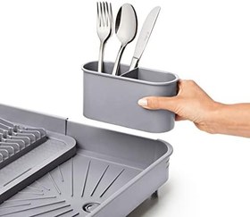 Resim Miss Collection Açılır Kapanır Bulaşıklık Tabaklık, Su Tahliye Oluklu ve Çatal Bıçak Kurutmalıklı-Modern Tasarım Plastik (Gri) 