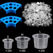 Resim 300 Adet Dövme Boyası Kabı Seti 2 Tutucu ile - S/M/L Boyutları, Kokusuz, Pil Gerektirmez, Temel Dövme Araçları ve Aksesuarları 