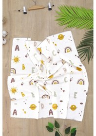 Resim Kız Erkek Bebek Unisex Pazen Kundak Battaniye Stl6914 Ekru 