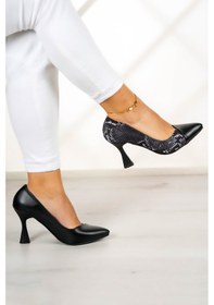 Resim Erkan Saçmacı Jatqılı Plus Siyah Yılan Kadeh Topuklu Ayakkabı Siyah Yılan 