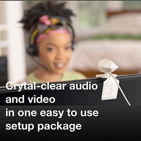 Resim Global Teck Worldwide GTW Bundle Poly Studio P5 Webcam - Profesyonel Web Kamerası, Vlog for Online Meetings, YouTube, TikTok, Takımlar, Zoom, RingCentral, Vonage, 2200-87070-001, Streaming Apps, Düşük Işık Optik, Kumaş 