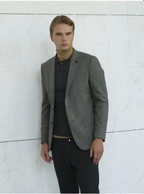 Resim Gri Erkek Yün Ceket Mono Yaka Slim Fit Çift Yırtmaçlı Ceket Ncs Jeans 4007-gri Gri 