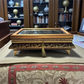 Resim Dekoratif Ahşap Aynalı Takı Kutusu Gold 