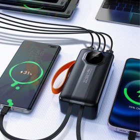 Resim EXENAR 50.000 mAh Hızlı Şarj PD 22.5W Taşıma Askılı Powerbank 4x USB 2x Type-C Kendinden Kablolu Powerbank 