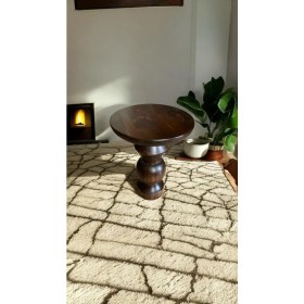 Resim Wood Wooden Ahşap Tekli Mantar Yan Sehpa Modern Ceviz Renk Fiskos 