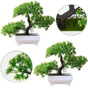 Resim 2 adet Beyaz Potlarda Yapay Bonsai Ağaçları - Taze Yeşil Dallar, Ev Dekorasyonu İçin Gerçekçi Plastik Bitki, Oturma Odası, Ofis veya Kitaplık İçin İdeal - Anneler Günü, Babalar Günü, Mezuniyet ve Daha Fazlası İçin Mükemmel - İç/Dış Mekan Kullanımı, Elektrik Gerektirmez, Ofis Dekorasyonu | Gerçekçi Bitki Tasarımı | Plastik Yapı, Bonsai Ağacı 