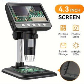 Resim InsCam 10.92cm 50-1000X Dijital Mikroskop, 8-LED Halkalı, Bilgisayar Uyumlu Büyüteç PC/Laptop için, Gerçekçi HD Görüntü Yakalama, Biyoloji, Para İnceleme, Lehimleme, Profesyonel Laboratuvar Kullanımı için (Büyüteç) 