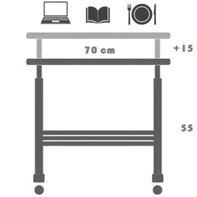 Resim KITAPLIKLI VE YÜKSEKLİK AYARLI LAPTOP SEHPASI, ÇAM 