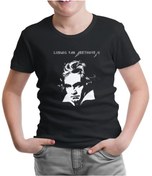 Resim Ludwig Van Beethoven Siyah Çocuk Tshirt 
