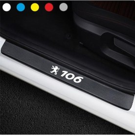 Resim Peugeot 106 İçin Özel Yeni Uyumlu Aksesuar Oto Kapı Eşiği Özel Yeni Sticker Karbon 4 Adet 