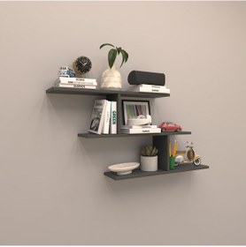 Resim Rafkestir Lima Gizli Bağlantılı Duvar Rafı Antrasit ( Mat ) 