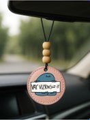 Resim Cekuonline Tasarım Deri Süslemeli Desenli Tematik Dikiz Araç Aynası Süsü Açık Pembe - Vizyonsuz 