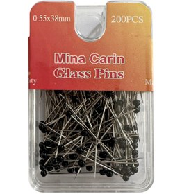 Resim MinaCarin Mina Carin Eşarp İğnesi 2 Paket Siyah ve Renkli Başlı 200 X 2 Toplu İğne 