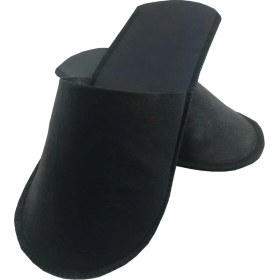 Resim Private 900 Çift Overloklu Siyah Tela Otel Terliği Tek Kullanımlık Kullan At 