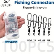 Resim JSFUN 100 Adet/Kutu Figür 8 Klips Döner Halka Bağlantı Pimi Seti Balıkçılık Aksesuarı #1/0#2#4#6#8 