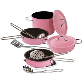 Resim Metal Tencere Seti 11 Parça Yanmaz Emaye Metal Tencere Tava Seti 