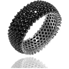 Resim Omar Silver Kadın Beş Sıra Siyah Kalemli Tamtur Zirkon Taşlı Gü (488585533) 