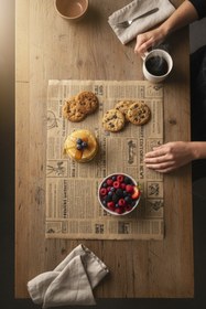 Resim tugce shopping 100 Adet Sunum Kağıdı Kendinden Desenli Gazete Özel Desen Vintage Gazete Yağlı Kağıt 