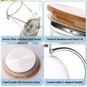 Resim Mediterian Bambu Zarafeti, Balık Sırtı,dilimli Model 1000 ml Süzgeçli Cam Demlik Bitki Çayları ,borosilikat 