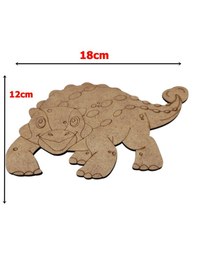 Resim Ahşap Boyanabilir Dinozor Figürü Ankylosaurus 18x12 Cm - 3mm Mdf Eğitici Boyama Seti 10 Adet 