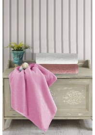Resim 3 Lü Renkli El Yüz Havlu Seti %100 Pamuklu Natural Harmony Pembe 
