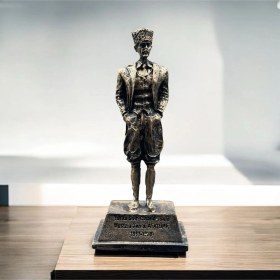 Resim Dekoratif Polyester Atatürk Heykeli 18 Cm Gold Eskitme 