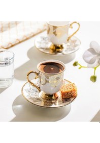 Resim Nehir Ece 6 Kişilik 12 Parça Porselen Kahve Fincan Takımı 