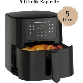 Resim General Mobile GM Air Fryer 5 L Yağsız Fritöz - Tek Hazne, Isı Ayarı, Hızlı Isınma ve Çıkarılabilir Hazne Özellikli 