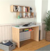 Resim Bimossa V2020 Fara Raflı Çalışma Masası Ceviz/beyaz 