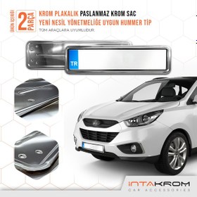 Resim intakrom Hyundai İx35 Krom Plakalık - Hummer Tip 2 Adet 