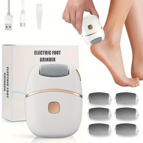Resim USB Şarj Edilebilir Elektrikli Ayak Törpüsü, Profesyonel Kalın Bej Ayak Cilası Giderici - 2 Hızlı Modlu, 400mAh Lityum Pil, LED Yardımcı Işıklı - Babalar ve Anneler Günü İçin En İyi Hediye, Kadınlar İçin Uygun 