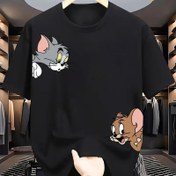 Resim WB Erkek ve Kadın Tom & Jerry Karikatür Baskılı T-Shirt - Klasik Siyah Kısa Kollu Yuvarlak Yaka Yaz Tee, Düzenli Uygun Rahat Giyim, Dış Mekan Seyahat, Partiler ve Hediyeler, Parti Kıyafeti, Eğlenceli Tasarım, Rahat Giyim 