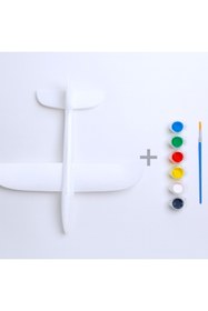 Resim OULABİMİR Boyanabilir EPP Köpük Uçak – Eğlenceli ve Dayanıklı El İle Fırlatılan Beyaz Oyuncak + Boya Seti 