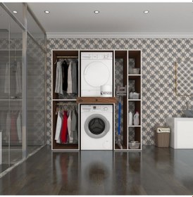 Resim Kenzlife Çamaşır-Kurutma Makinesi Dolabı Ve Giysi Dolabı Çekmeceli Hattab Sağ Raf Cvz 187 160 60 Banyo Çok Renkli 