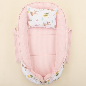 Resim Babynest ve Yastık - Çift Taraflı - Şeker Pembe Örgü - Ceylan 