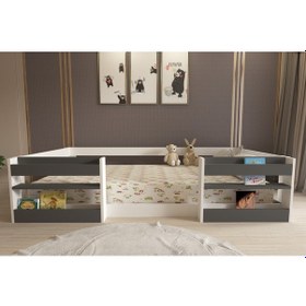 Resim Herseycik Ninnimo Montessori 90X190 Yatak Uyumlu Karyola M6-14 Antrasit - Beyaz 