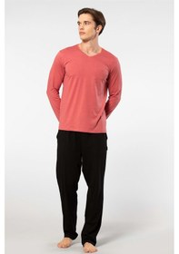 Resim Cacharel Erkek Uzun Kollu Modal Pijama Takım 2237/mercan Mercan 