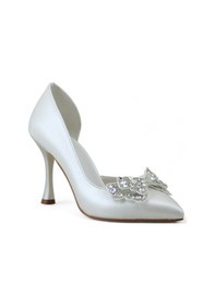 Resim Beety 23 Taşlı Fiyonklu Topuklu Gelin Ayakkabısı Sedef 