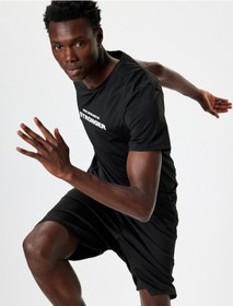 Resim Koton Spor Tişört Slogan Baskılı Bisiklet Yaka Kısa Kollu Siyah 5wam10028nk Siyah 