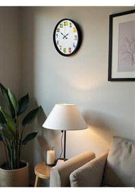 Resim 36 Cm Siyah Çocuk Odası Duvar Saati Açık 