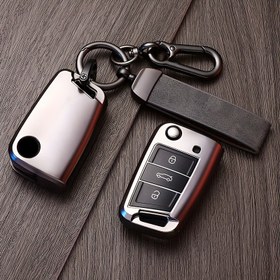 Resim VW için for VOLKSWAGEN Golf 7 MK7 Tiguan MK2 T-roc T-cross Anahtarlık Aksesuarları için Yeni TPU Araba Uzaktan Anahtar Kılıfı Kılıfı Fob 