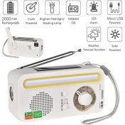 Resim Ganbao 2000MAH Beyaz 5000MAH Çok Fonksiyonlu Radyo El Krank Solar USB Şarj Fm Am Wb Noaa Hava Durumu Radyo Acil Durum LED El Feneri Torch Güç Yasağı (Yurt Dışından) 