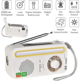 Resim Ganbao 2000MAH Beyaz 5000MAH Çok Fonksiyonlu Radyo El Krank Solar USB Şarj Fm Am Wb Noaa Hava Durumu Radyo Acil Durum LED El Feneri Torch Güç Yasağı (Yurt Dışından) 