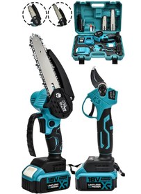 Resim Assur ASR1013 18V Dal Budama Makası + Testeresi 2li Set Mavi 